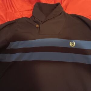 Chaps Blue Turtle Neck Sweatshirt with Stripes